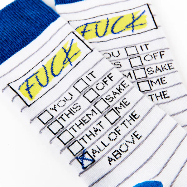 Unisex Fuck Tick List Socks