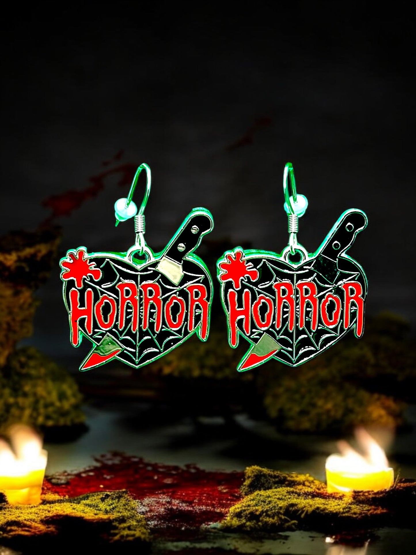 Horror Heart Charm Earrings