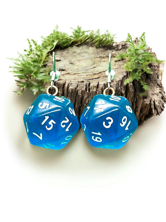 Dungeon And Dragons D20 Frost Effect Dice Earrings