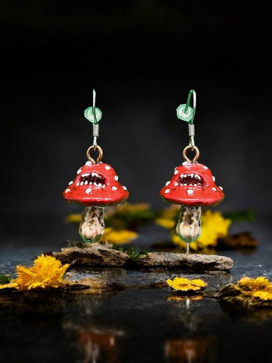 Mimic Mushroom Red Earrings