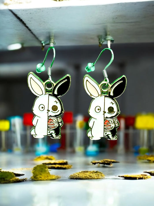 Chibi Autopsy Rabbit Enamel Charm Earrings