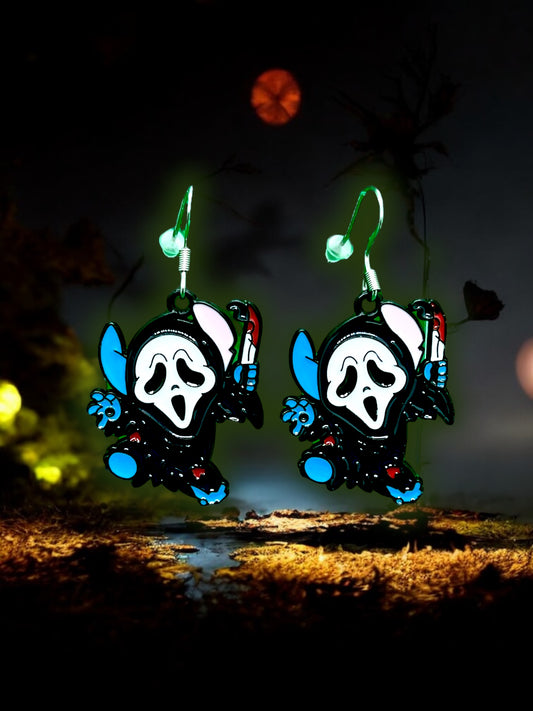 Scream Movie Inspired Stitch Charm Earrings
