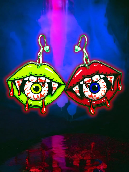 Vampy Lip Eyeball Earrings
