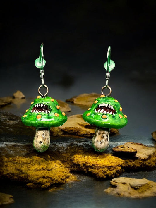Mimic Mushroom Green Earrings