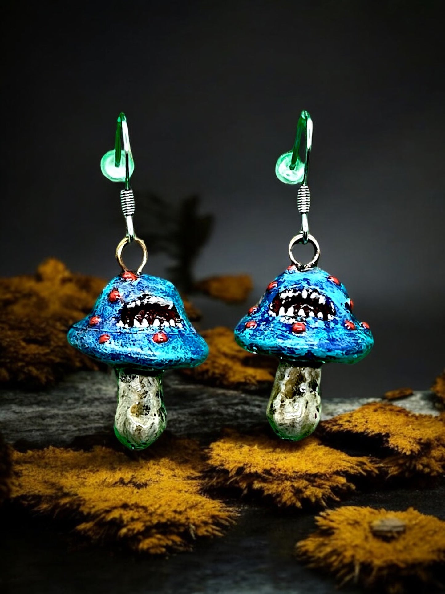 Mimic Mushroom Blue Earrings