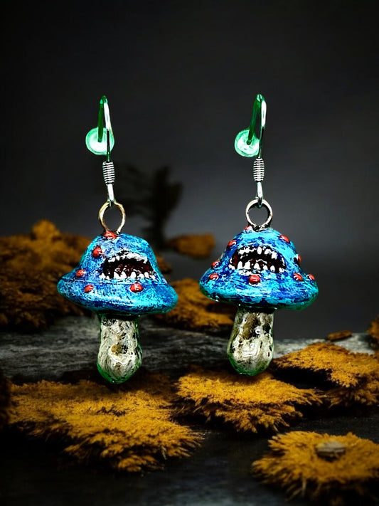 Mimic Mushroom Blue Earrings