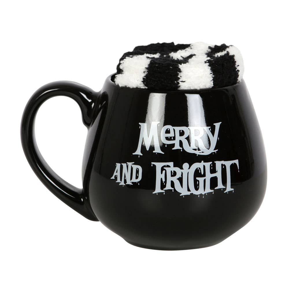 Merry and Fright Gothic Christmas Mug and Socks Set