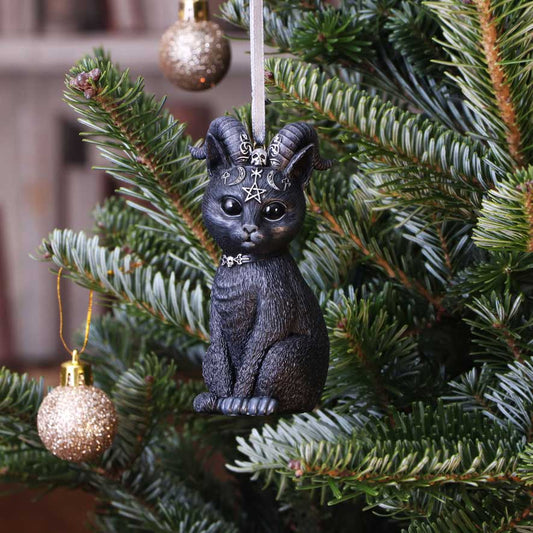 Pawzuph Horned Occult Cat Figurine Hanging Ornament 10cm