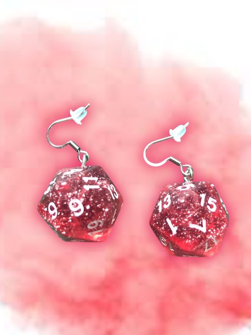 Dungeon And Dragons D20 Candy Floss Glitter Dice Earrings