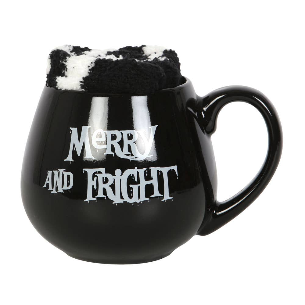 Merry and Fright Gothic Christmas Mug and Socks Set