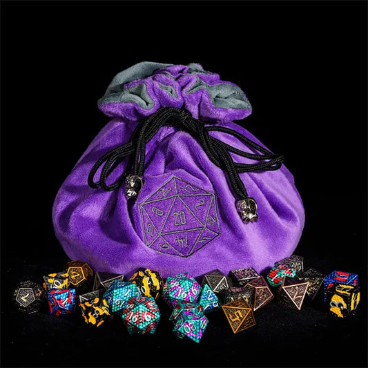 DnD Dice Bag with Pocket Purple